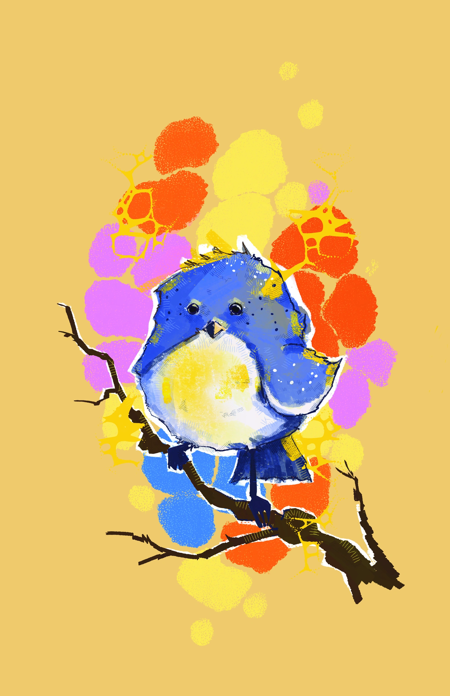 Fat Blue Bird — Digital Painting by Gary Keeler